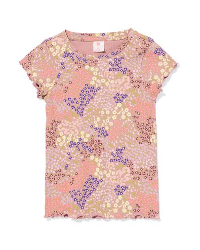 kinder T-shirt jersey bloemen oudroze oudroze - 30866407OLDPINK - HEMA