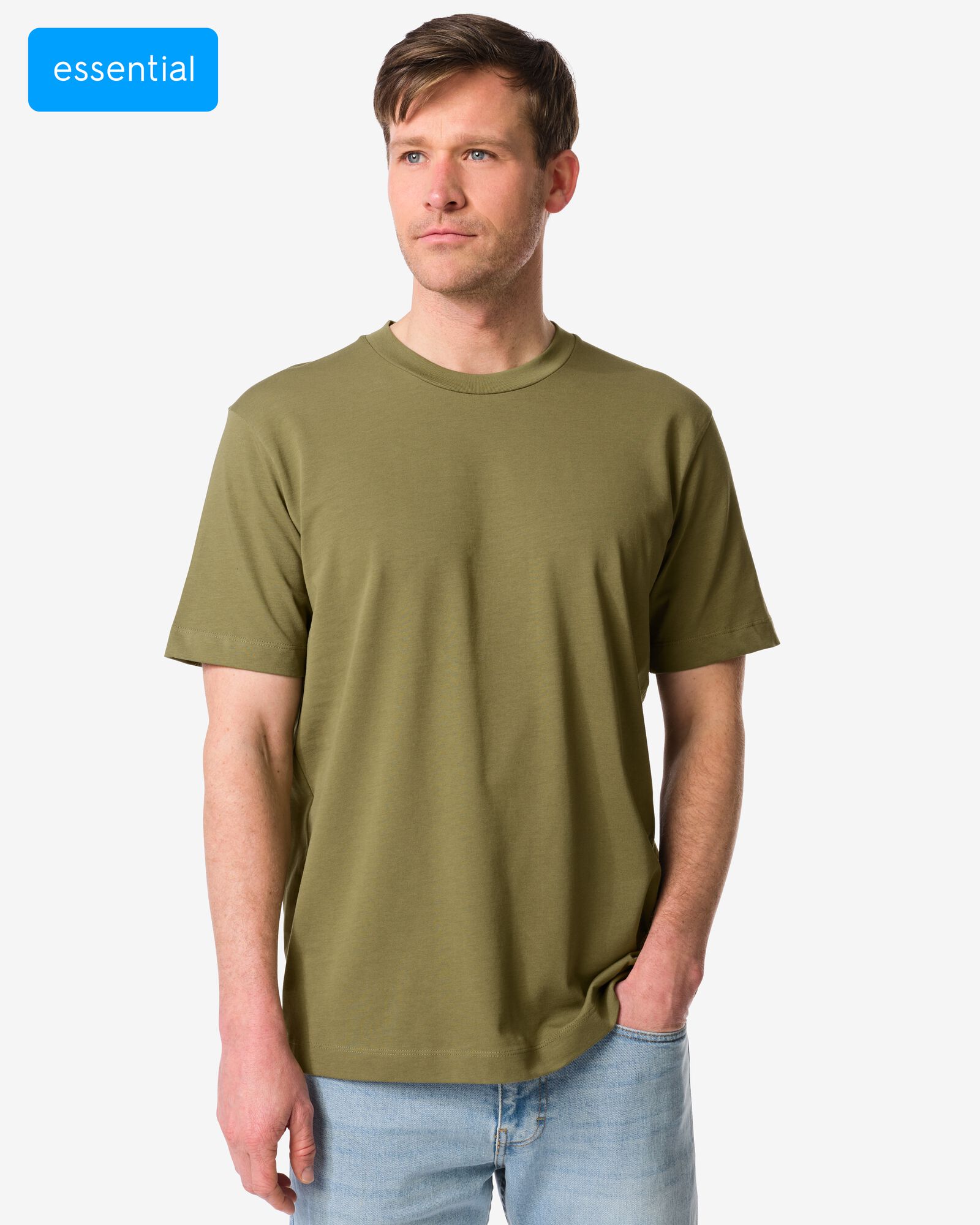 t-shirt homme Elias coupe d&eacute;contract&eacute;e vert moyen vert moyen - 2129960MIDGREEN - HEMA