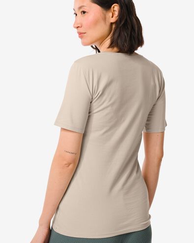 Damen-T-Shirt, Rundhalsausschnitt, Kurzarm sandfarben M - 36350862 - HEMA