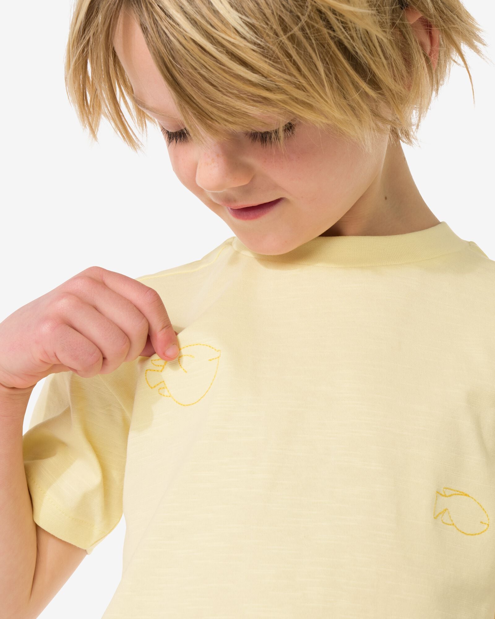 kinder T-shirt vissen lichtgeel lichtgeel - 30718102LIGHTYELLOW - HEMA