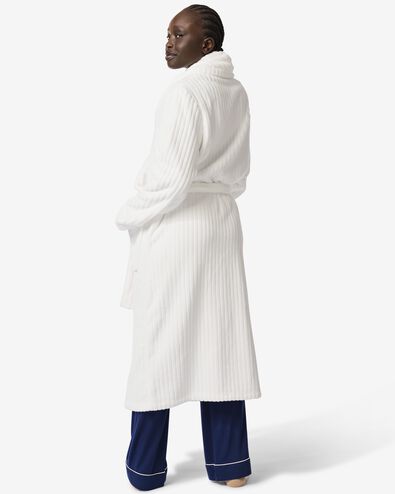 badjas rib fleece wit wit - 23450035WHITE - HEMA