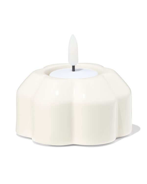 theelichthouder keramiek bloem cr&egrave;me - 13325032 - HEMA