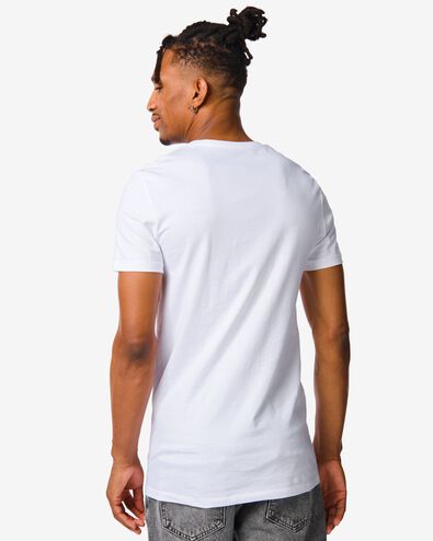 2er-Pack Herren-T-Shirts, Regular Fit, V-Ausschnitt, extralang weiß L - 34277085 - HEMA