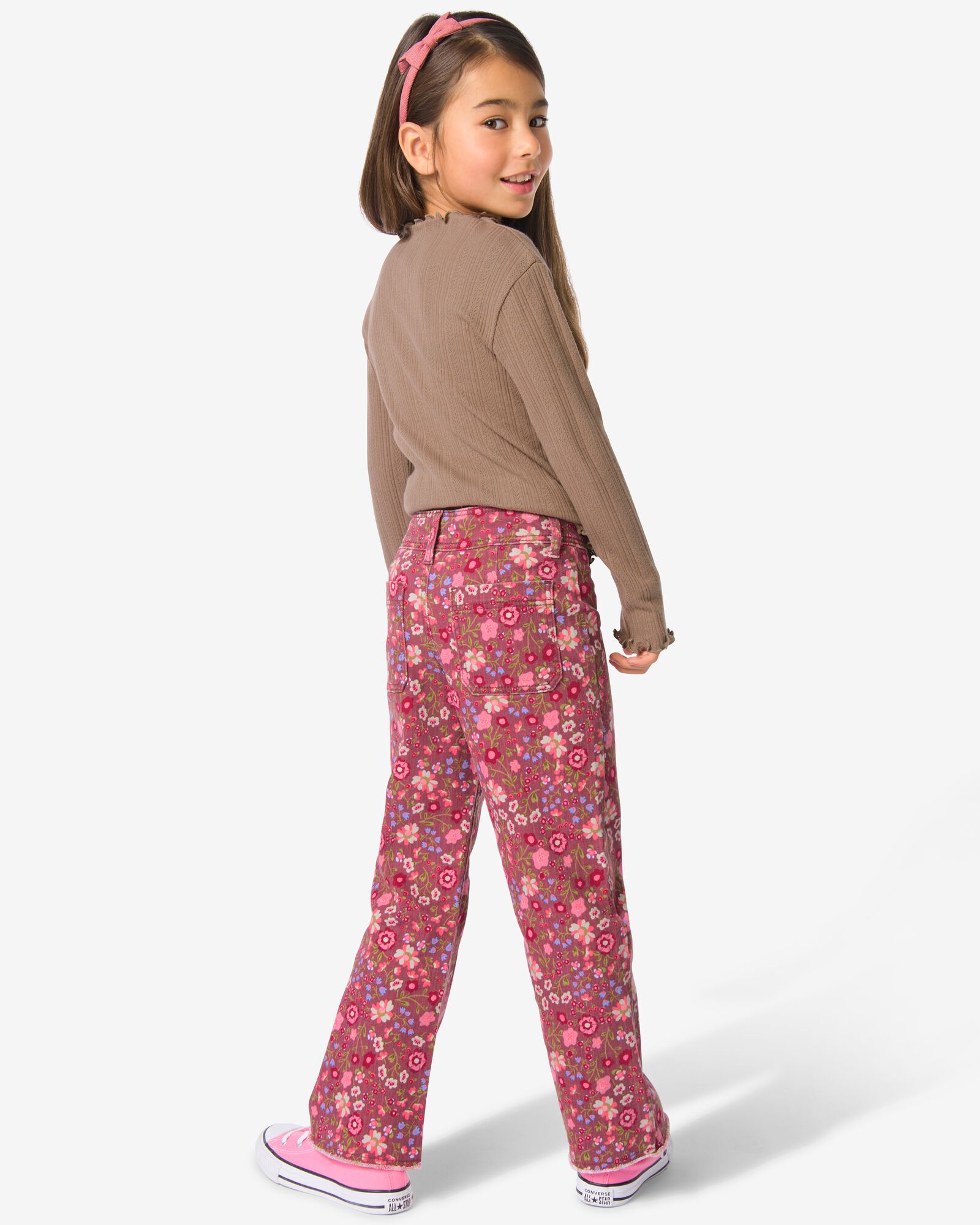 Kinderjeans weit, Blumen hellbraun hellbraun - 30838402LIGHTBROWN - HEMA