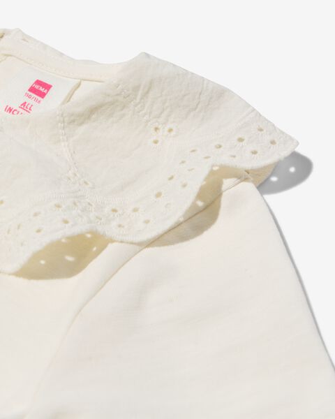 t-shirt enfant avec col en broderie blanc cassé 158/164 - 30874046 - HEMA