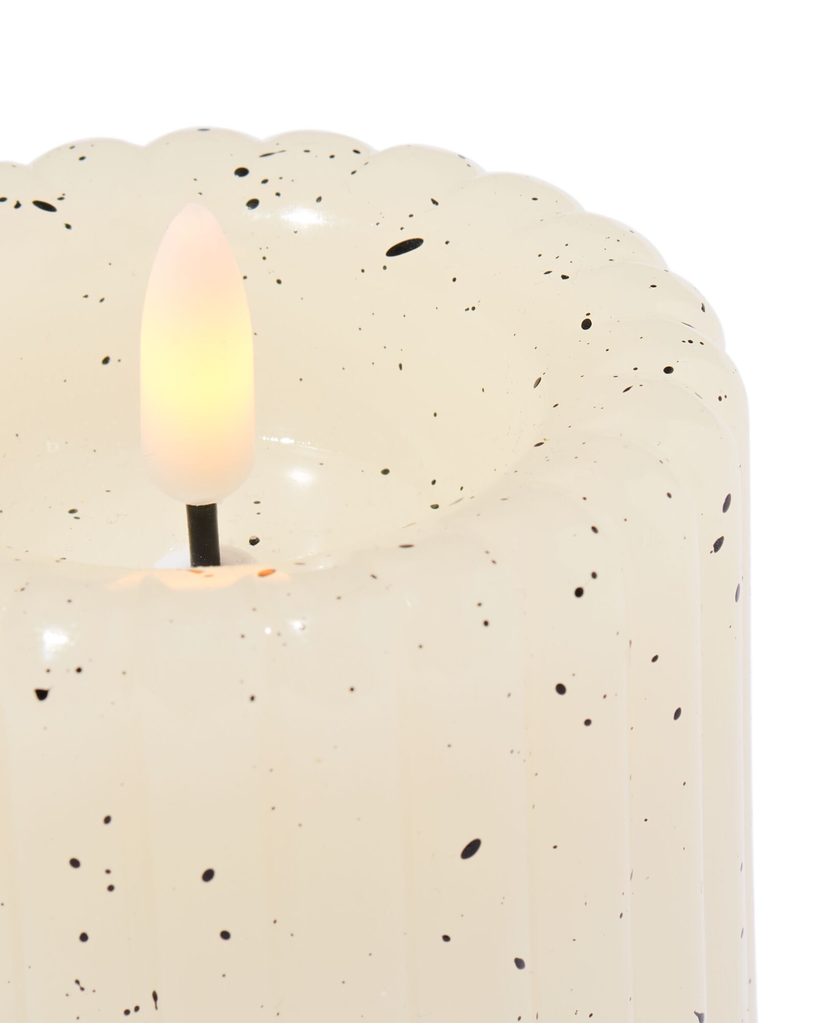bougie cylindrique LED &Oslash; 7,5 x 10 cm nervures mouchetures ivoire - 13550162 - HEMA