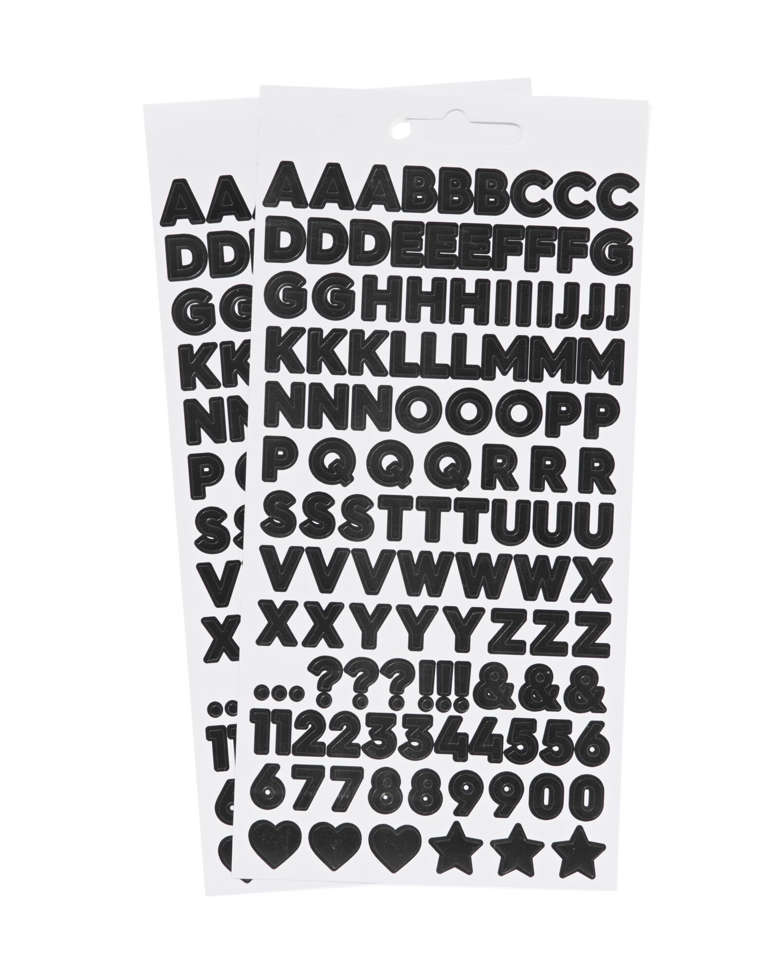 2 feuilles d&rsquo;autocollants alphabet noir 19.5x10.5  - 14120200 - HEMA