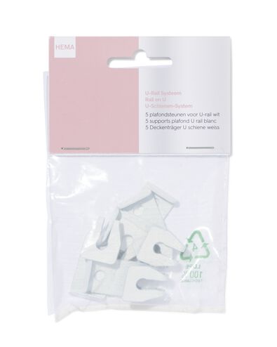 Supports de plafond pour rail en U blanc - 5 pi&egrave;ces - 7502017 - HEMA
