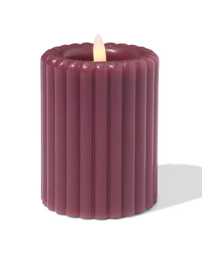 bougie led ⌀7,5x10cm nervur&eacute;e aubergine - 13550128 - HEMA