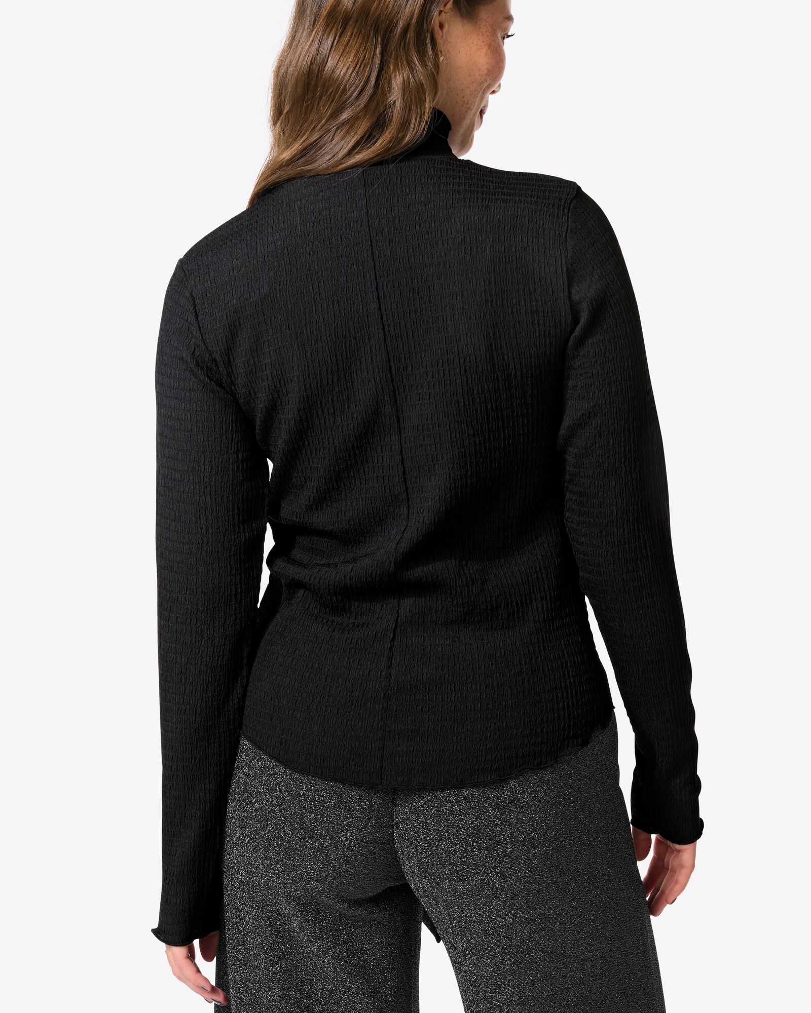 Damen-Shirt Dewi, Crinkle-Design schwarz - 36206170BLACK - HEMA