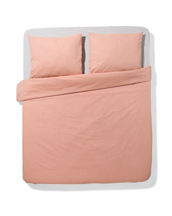 housse de couette 200x200/220cm chambray orange rouge - 5750086 - HEMA