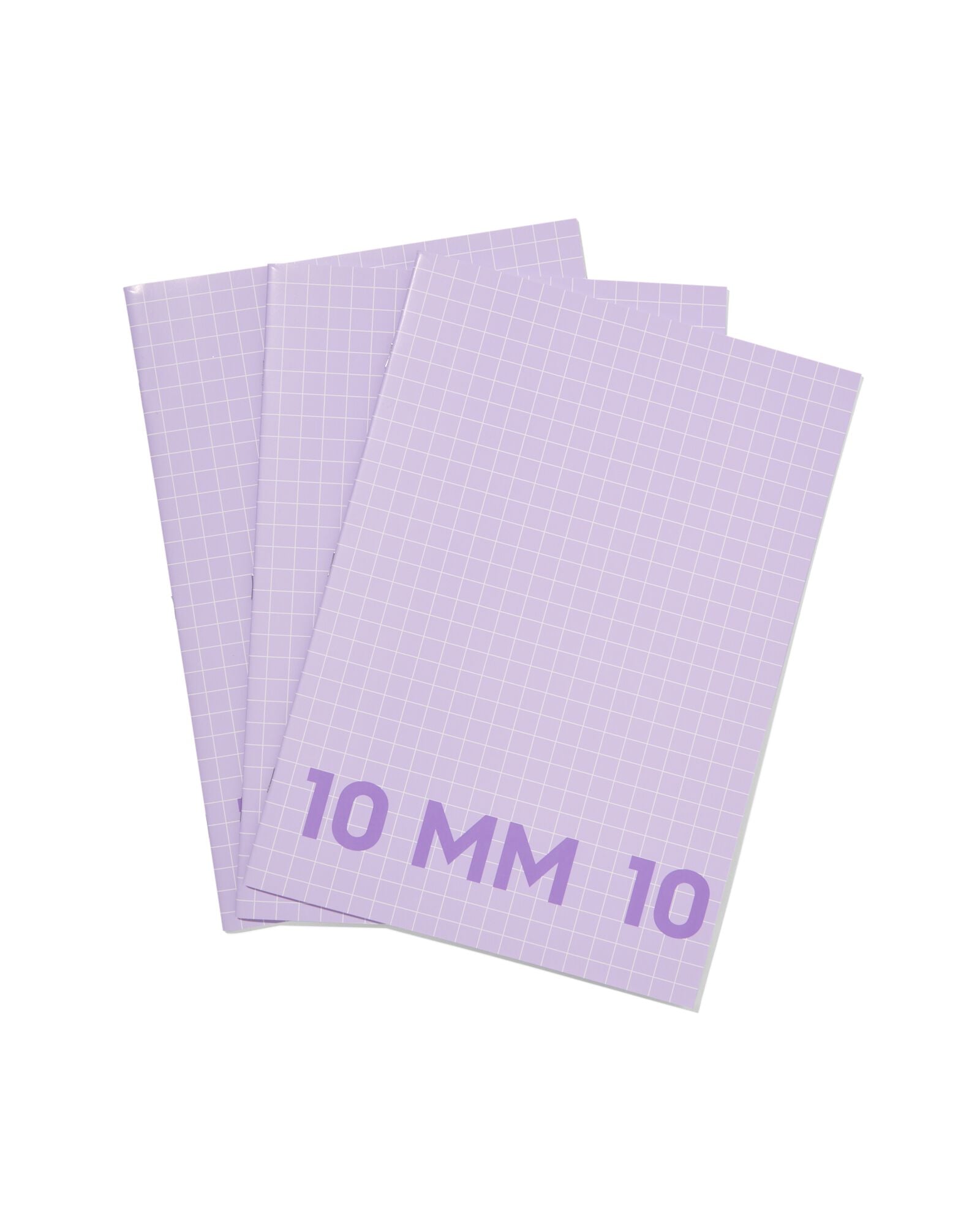 3&nbsp;cahiers lilas format A4&nbsp;-&nbsp;&agrave; carreaux 10mm - 14120208 - HEMA