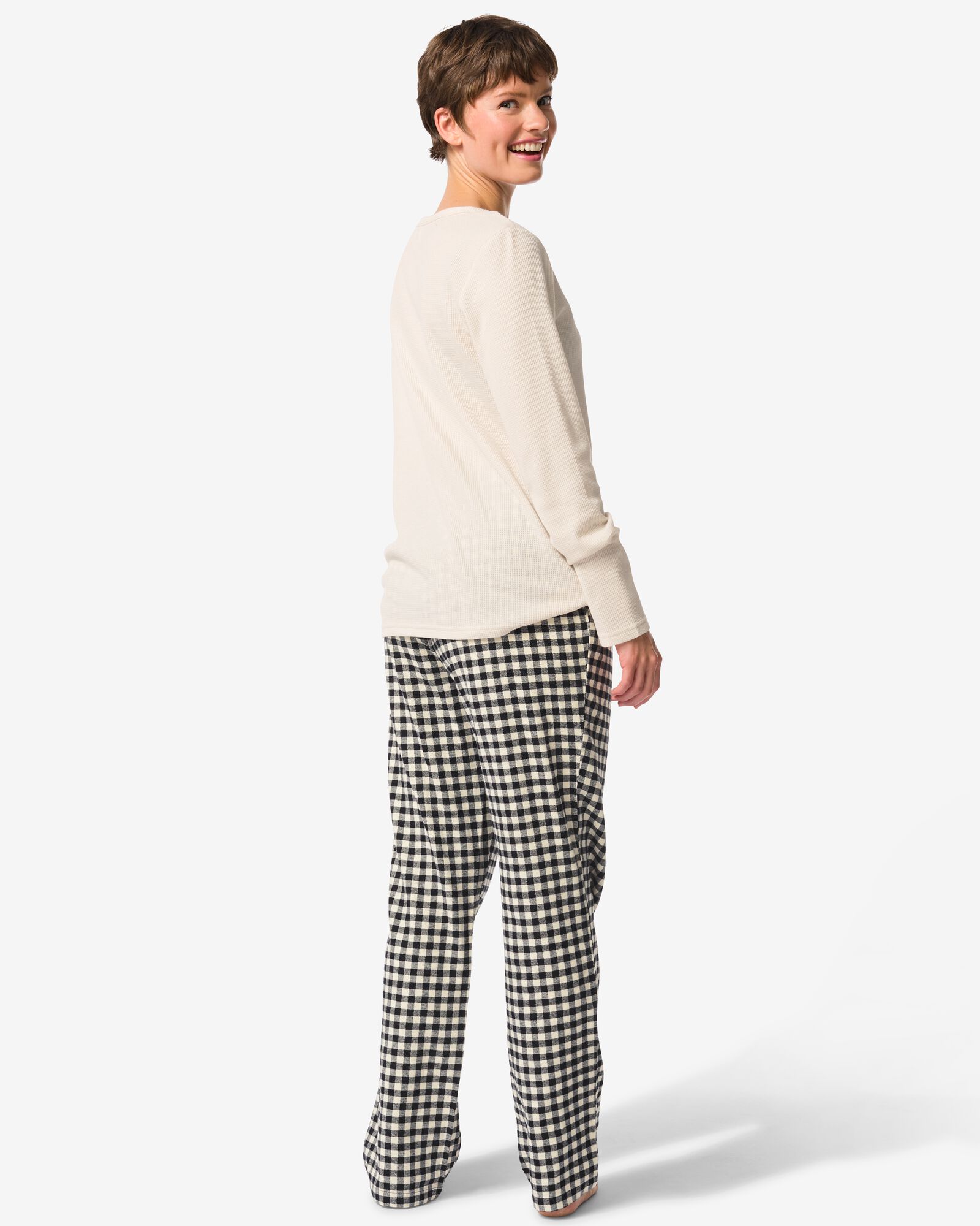 Damenpyjama kariert schwarz schwarz - 23401040BLACK - HEMA