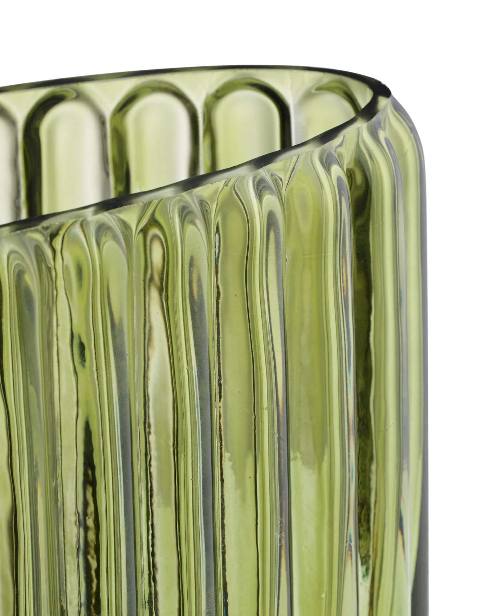 Vase 8 &times; 20 cm, Glas, oval, gr&uuml;n - 13325007 - HEMA