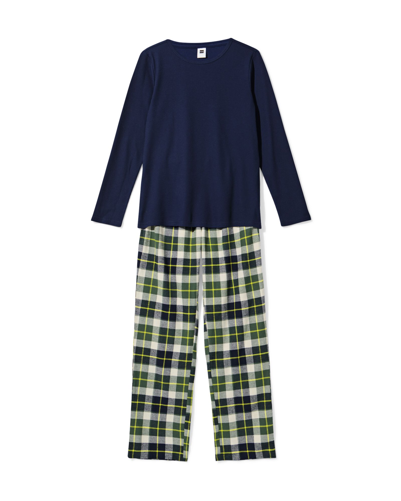 pyjama femme en flanelle à carreaux bleu foncé bleu foncé - 23401020DARKBLUE - HEMA