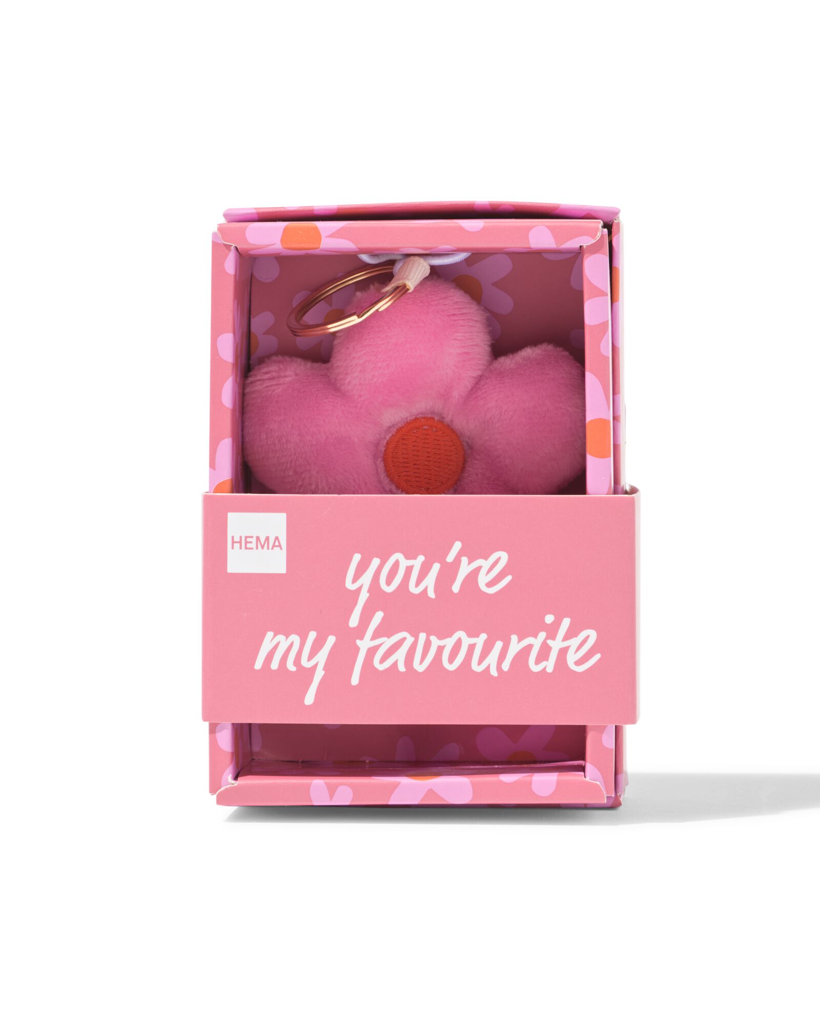 porte-cl&eacute;s 7,5 cm fleur rose orange - 61100273 - HEMA