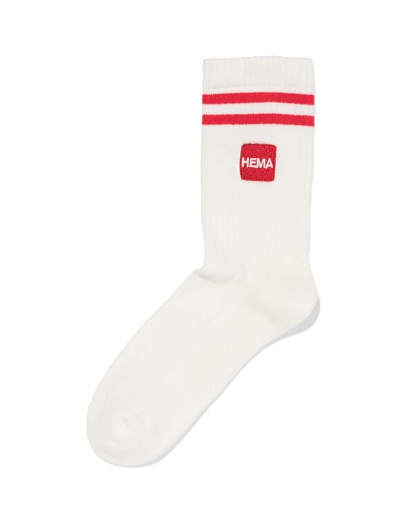 chaussettes logo HEMA et petit c&oelig;ur pour enfants et adultes blanc cass&eacute; blanc cass&eacute; - 4120620OFFWHITE - HEMA