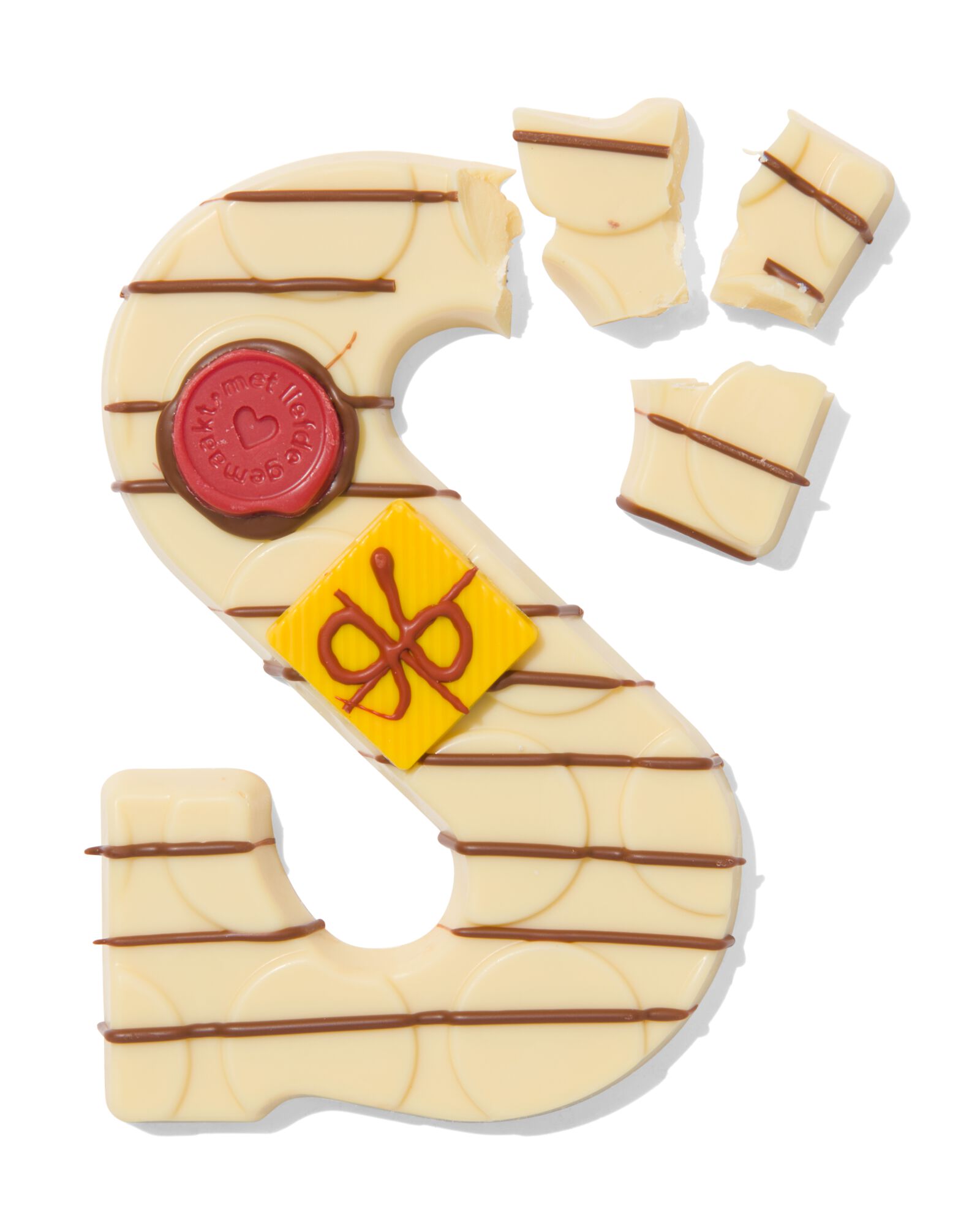 Lettre en chocolat d&eacute;cor&eacute;e &agrave; la main blanche S 180g - 24427427 - HEMA