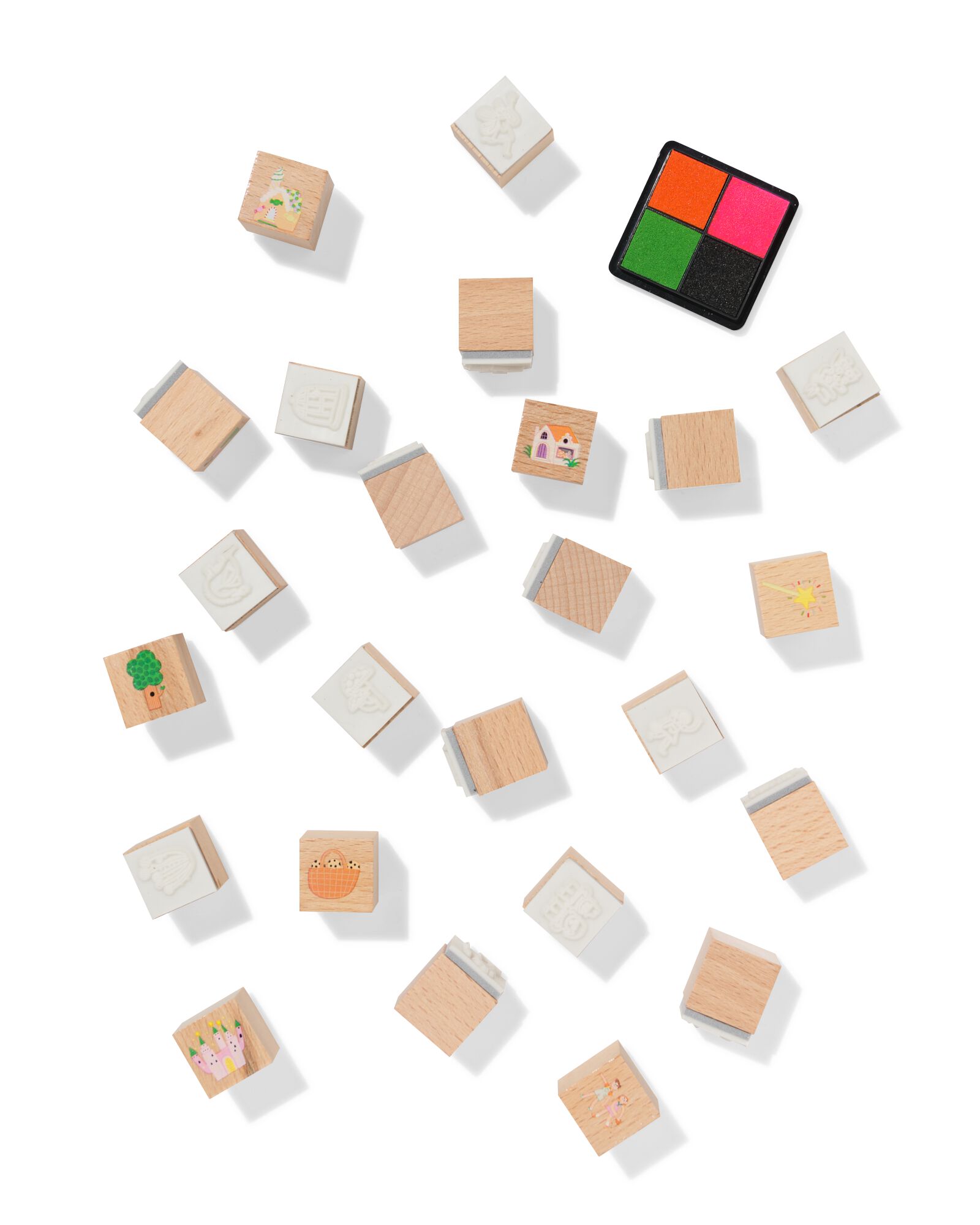 stempelset bosfiguren hout 24-delig - 15900169 - HEMA