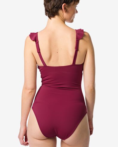 maillot de bain femme Neva volants rouge fonc&eacute; rouge fonc&eacute; - 22360370DARKRED - HEMA