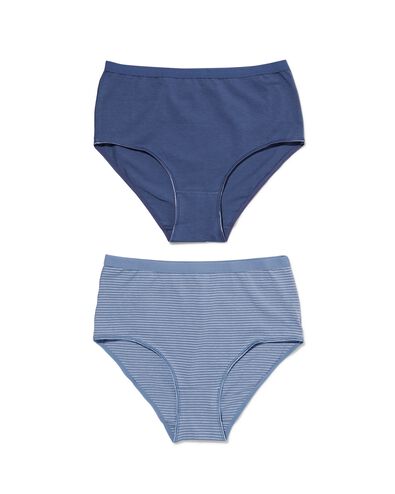 2 slips femme taille haute coton stretch bleu bleu - 1000030339 - HEMA