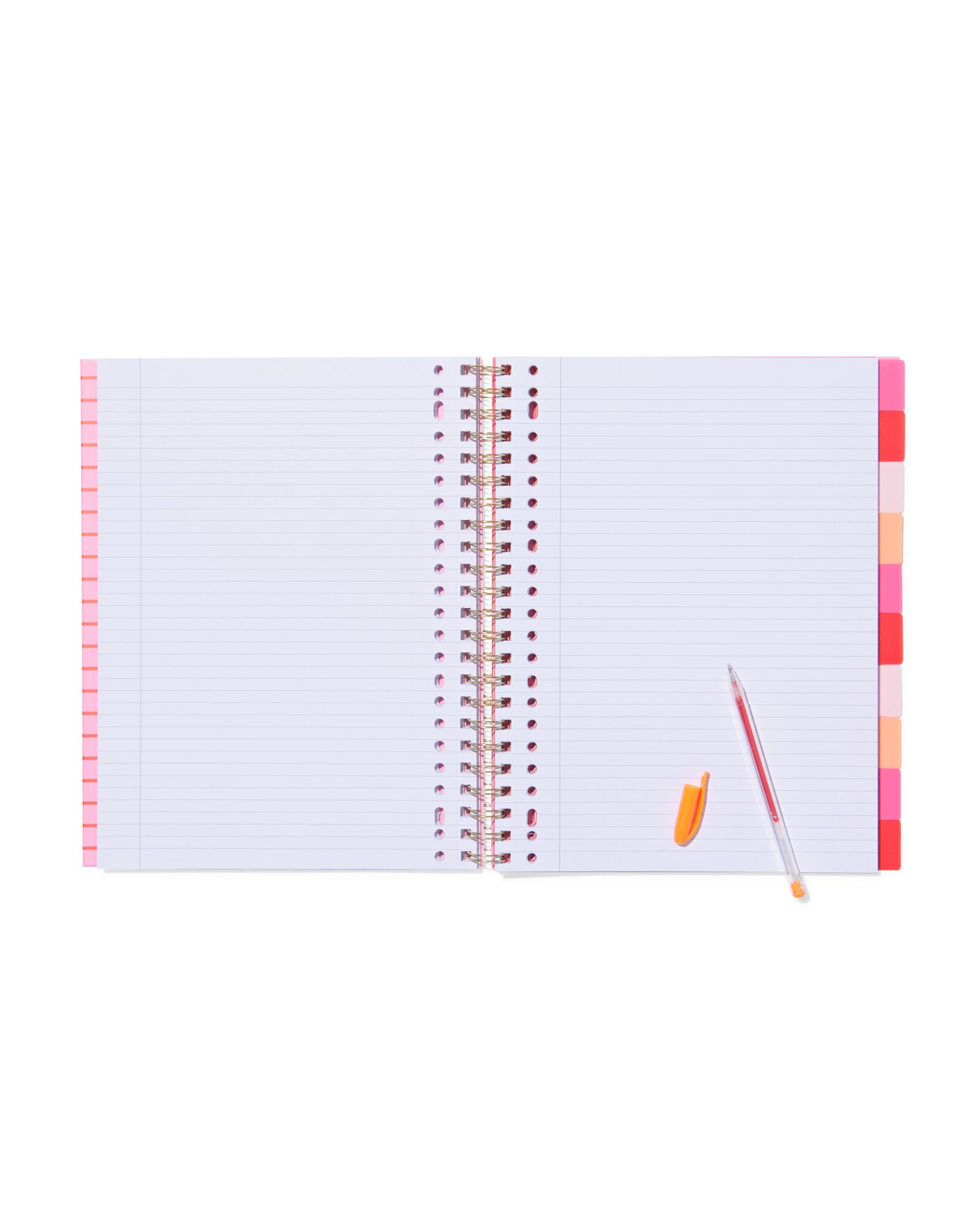 cahier &agrave; spirale A4 lign&eacute; &agrave; rayures rouges et roses - 14100246 - HEMA