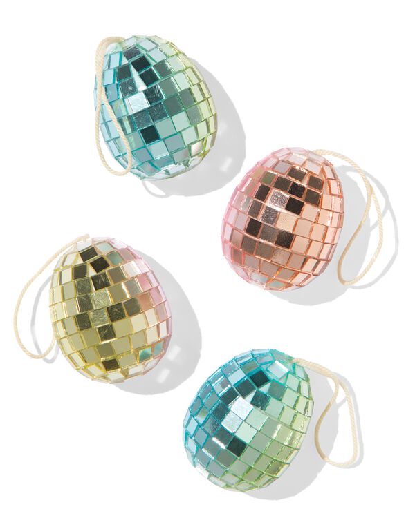 d&eacute;corations de P&acirc;ques &agrave; suspendre 11 x 9 x 4 cm &oelig;ufs disco - 4 pi&egrave;ces - 25800172 - HEMA