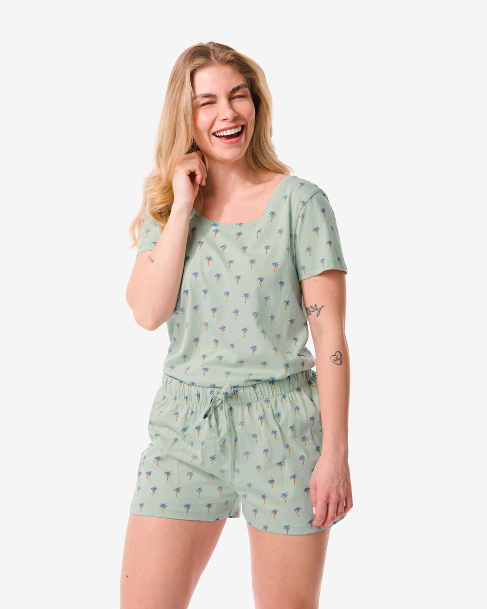 pyjacourt femme coton vert vert - 1000031318 - HEMA