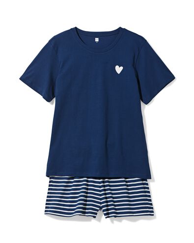 damesshortama jersey strepen donkerblauw donkerblauw - 23401500DARKBLUE - HEMA