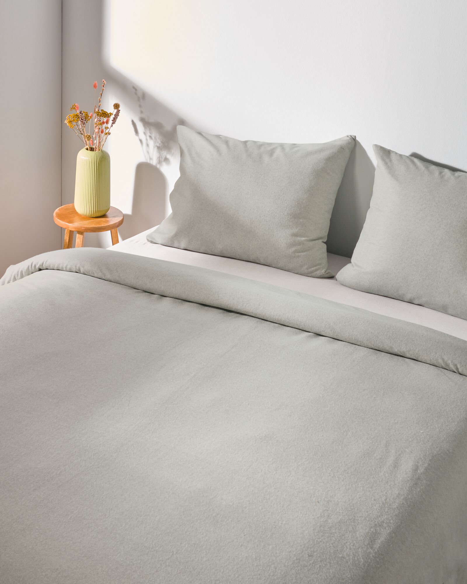 Bettbezug Flanell 200x200/220 grau meliert - 5790303 - HEMA