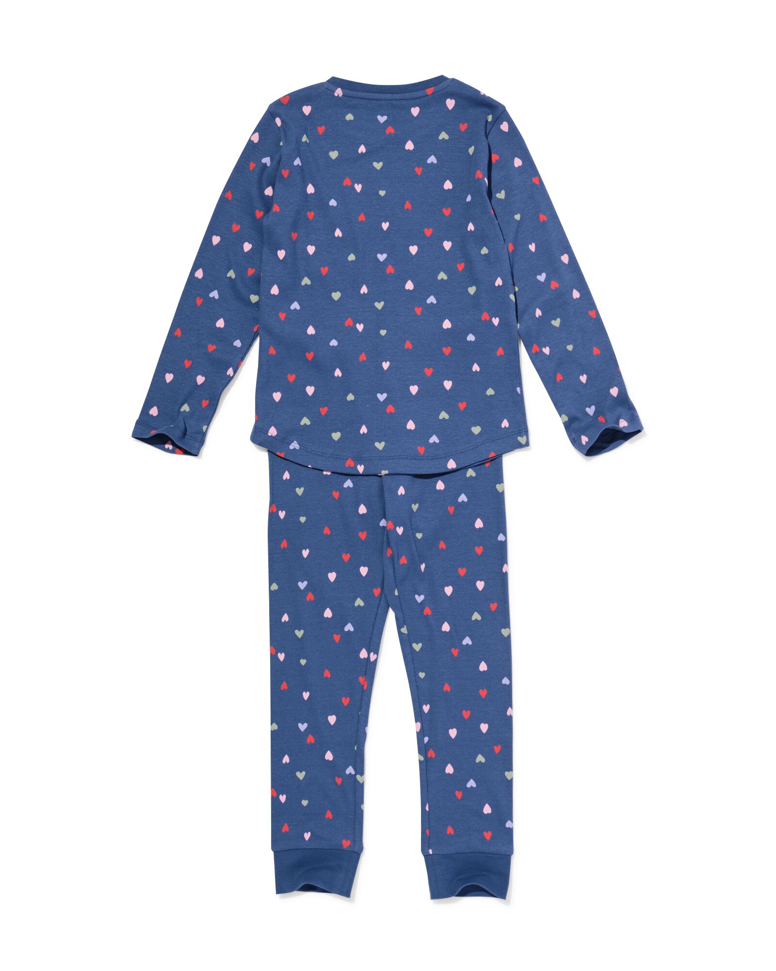 Kinderpyjama gerippt mit Herzchen dunkelblau dunkelblau - 23000940DARKBLUE - HEMA
