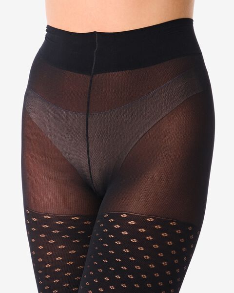 fashion panty met ajour stippen 30denier zwart zwart - 1000028893 - HEMA