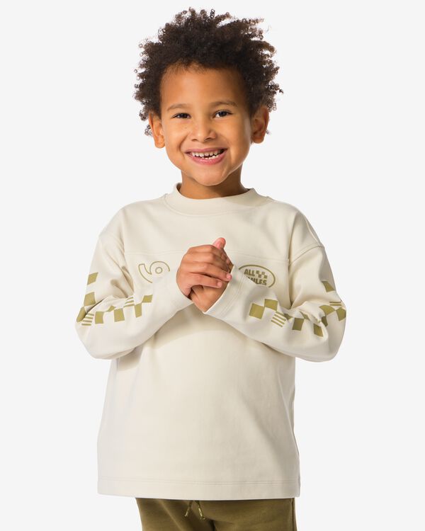 kinder T-shirt blokken ecru - 30712103ECRU - HEMA