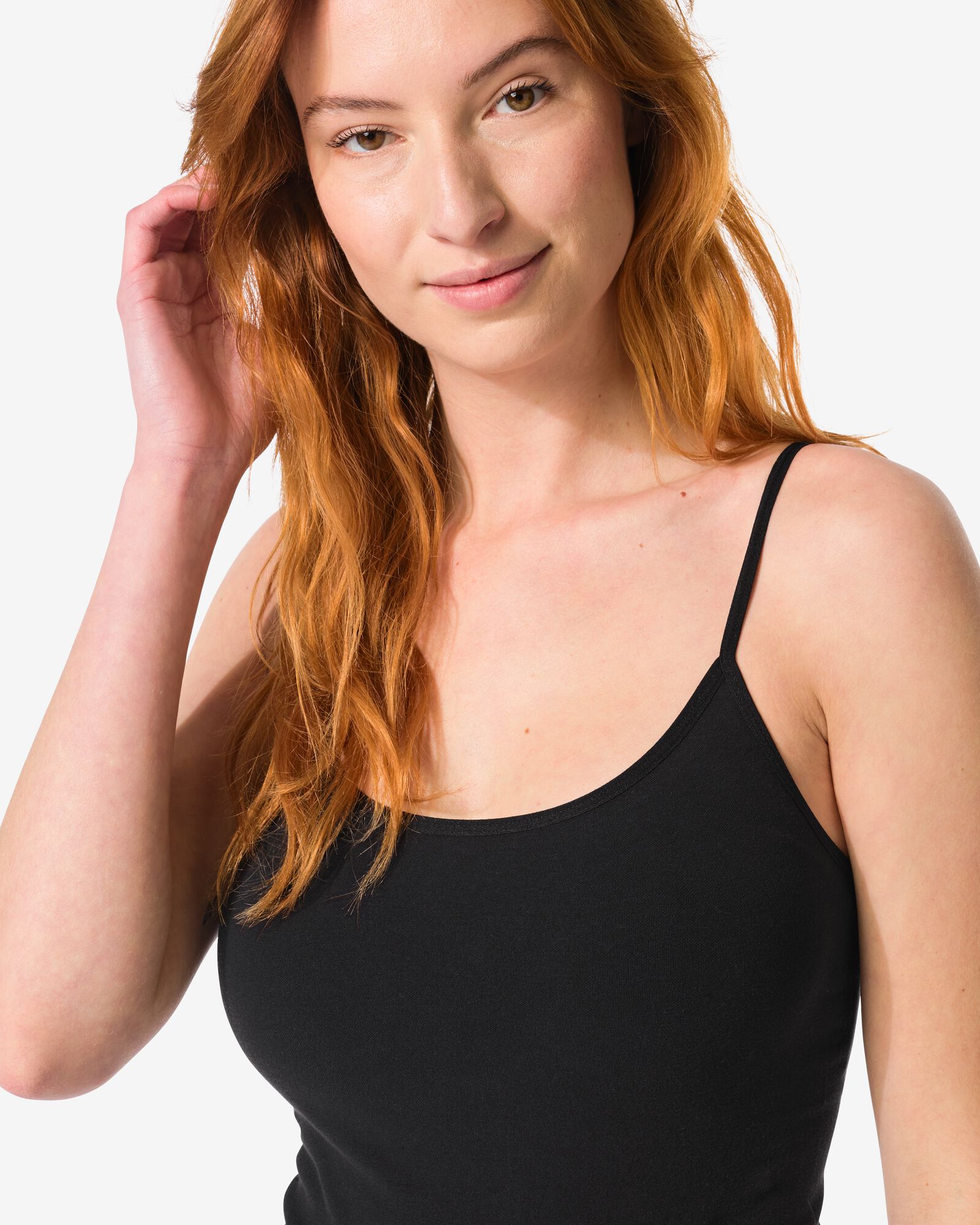 Figurfreundliches Hemd mit Spaghettitr&auml;gern, Baumwolle schwarz schwarz - 21540150BLACK - HEMA