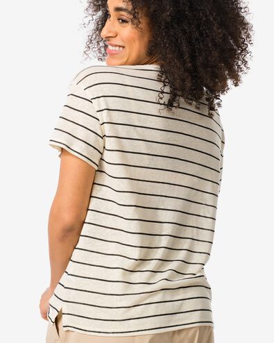 t-shirt femme Evie avec lin blanc/noir XL - 36257754 - HEMA