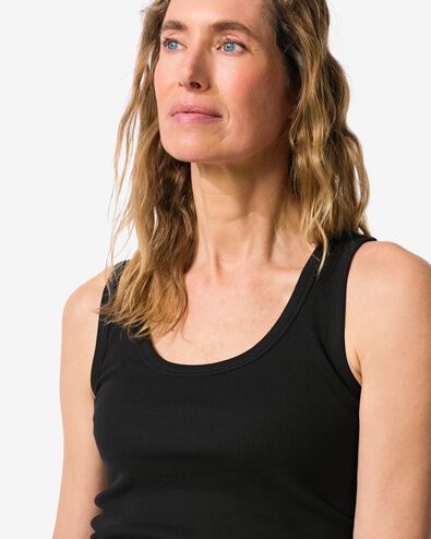 Damen-Top Anouk, Feinripp schwarz schwarz - 1000031337 - HEMA