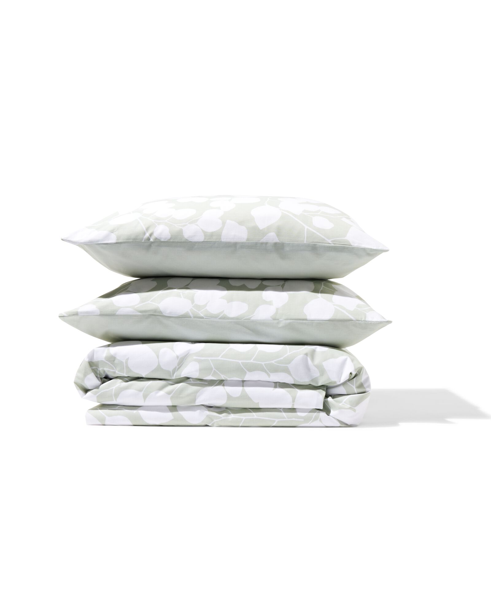 housse de couette 200x200/220cm en coton doux &agrave; motif feuilles vertes - 5790201 - HEMA