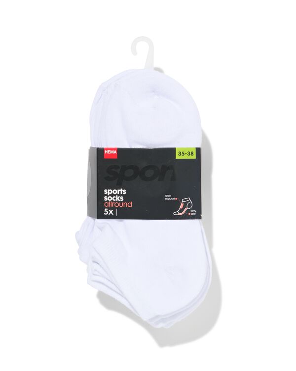 5 paires de socquettes femme sport allround avec tissu &eacute;ponge blanc blanc - 1000028886 - HEMA