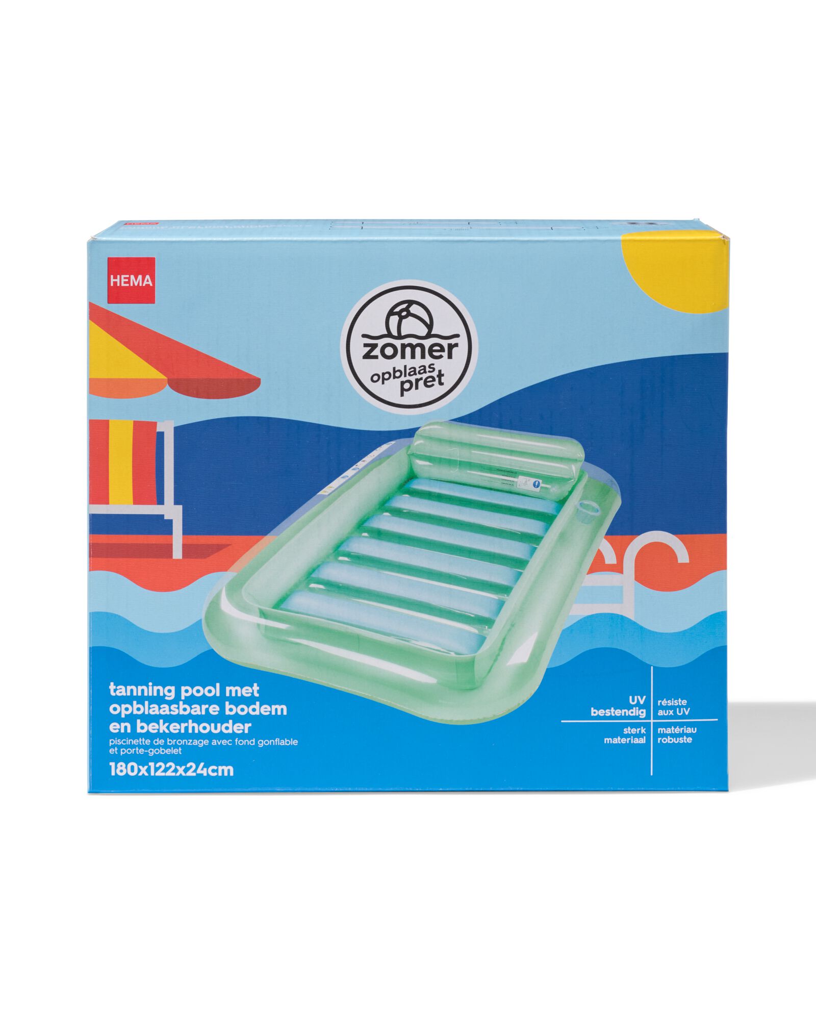 tanning pool avec fond gonflable et porte-gobelet 180x122x24cm  - 15800086 - HEMA