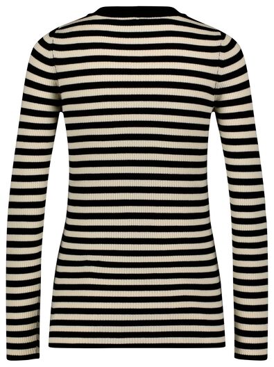 Damen-Pullover Louisa, gerippt zwart/wit XL - 36208229 - HEMA