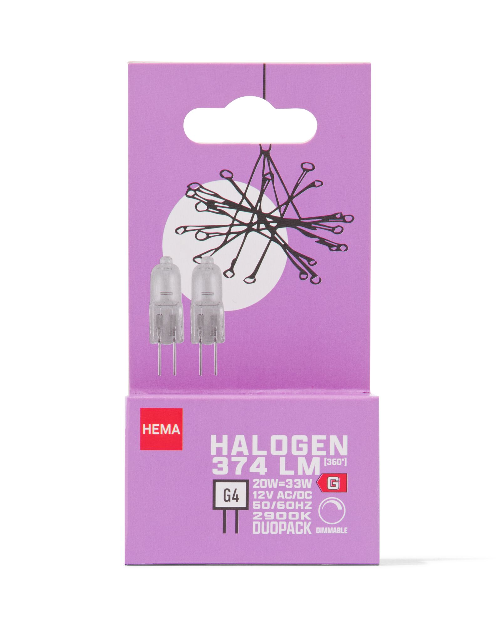2&nbsp;ampoules halog&egrave;nes G4 20W 374lm dim - 20070075 - HEMA