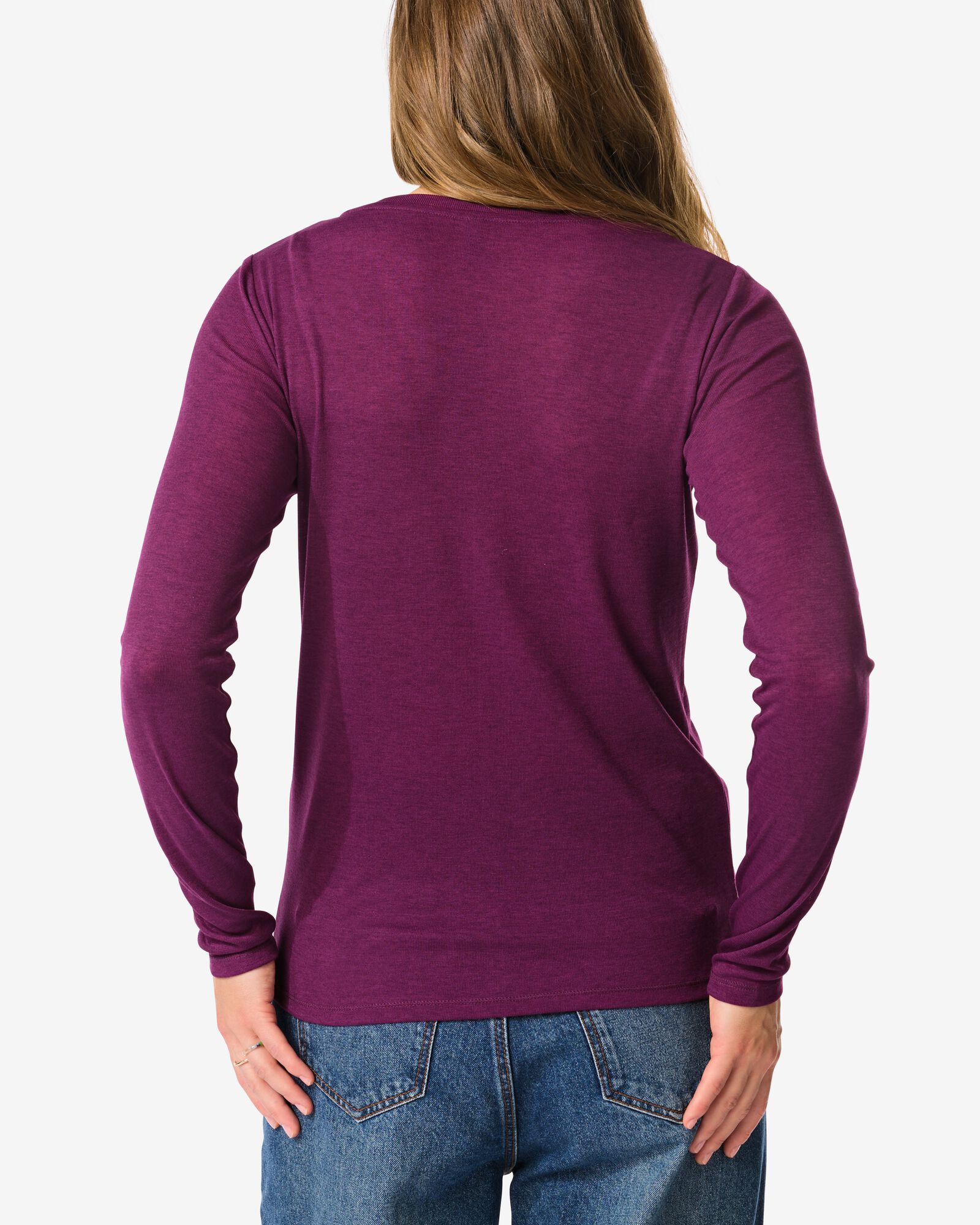 dames T-shirt Lora donkerpaars donkerpaars - 36204570DARKPURPLE - HEMA
