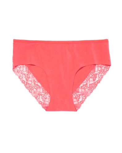 culotte hipster femme en coton et dentelle rose corail - 19690803CORALPINK - HEMA