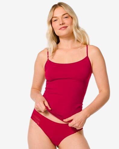 slip brésilien femme micro avec insert en dentelle rouge XL - 19610269 - HEMA