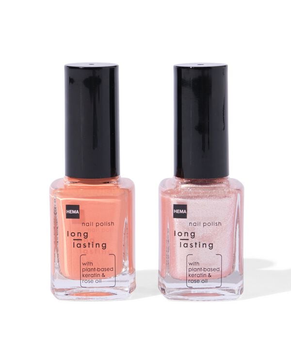 Langhaltender Nagellack im Set, Orange und Glitter, 2-tlg. - 60640081 - HEMA