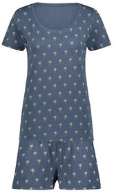 pyjacourt pour femme Pippa coton jersey palmiers bleu bleu - 1000027857 - HEMA