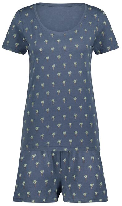 pyjacourt pour femme Pippa coton jersey palmiers bleu - 1000027857 - HEMA