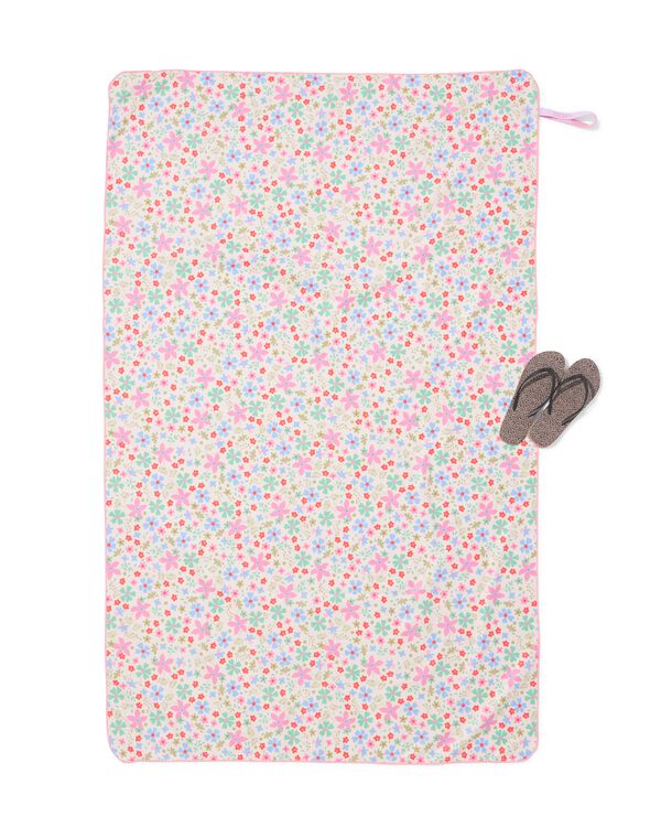 serviette de plage 110x175cm microfibre fleurs - 5200259 - HEMA