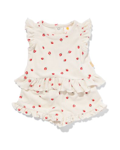 Newborn-Set, Shirt und Shorts, Frottee, Erdbeeren eierschalenfarben 56 - 33498612 - HEMA
