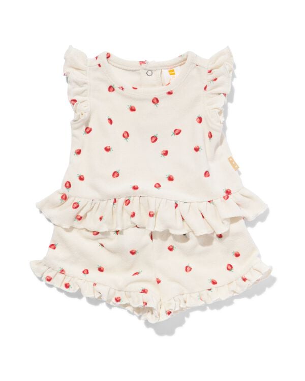 Newborn-Set, Shirt und Shorts, Frottee, Erdbeeren eierschalenfarben eierschalenfarben - 33498610OFFWHITE - HEMA